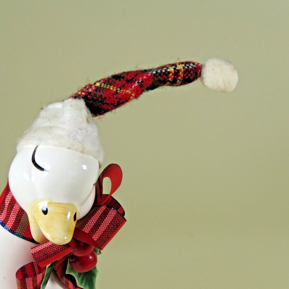 VTG Ceramic Christmas Goose Duck Hat Bow Figurine Decor Artistic Expressions 6” - Picture 12 of 16